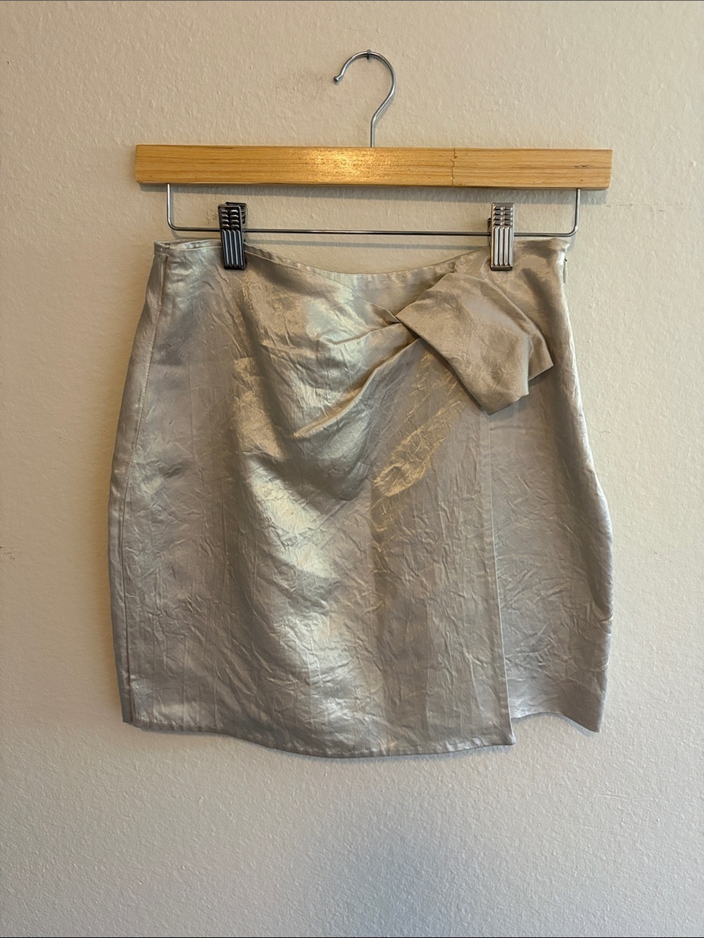 Nanushka Ruched Satin Mini Skirt